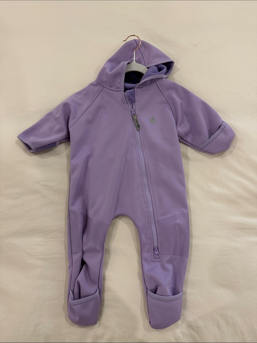 Unbranded Lilac Hooded Baby One-Piece Footie
